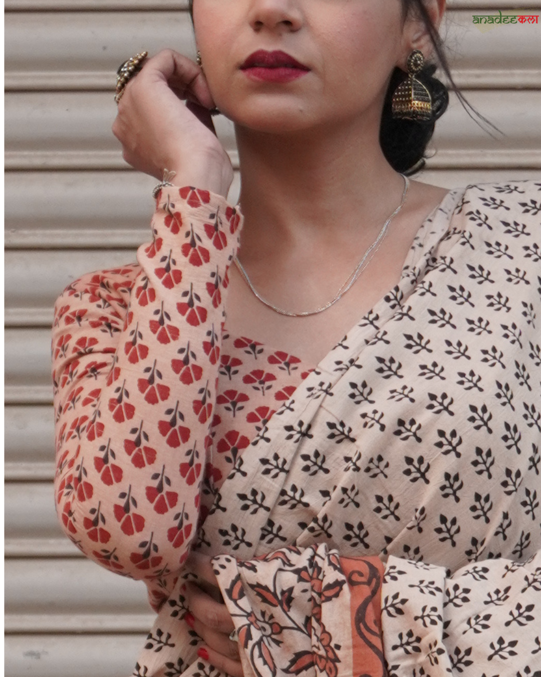 Flowers in Desert - Ajrakh Saree