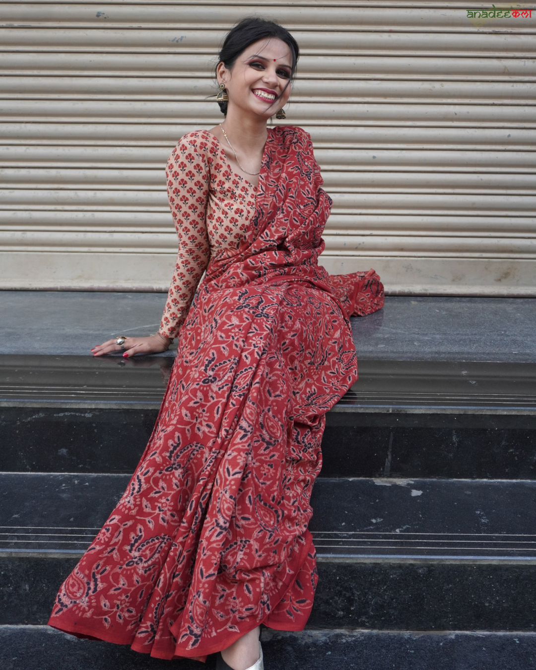 Brick Beauty - Ajrakh Saree