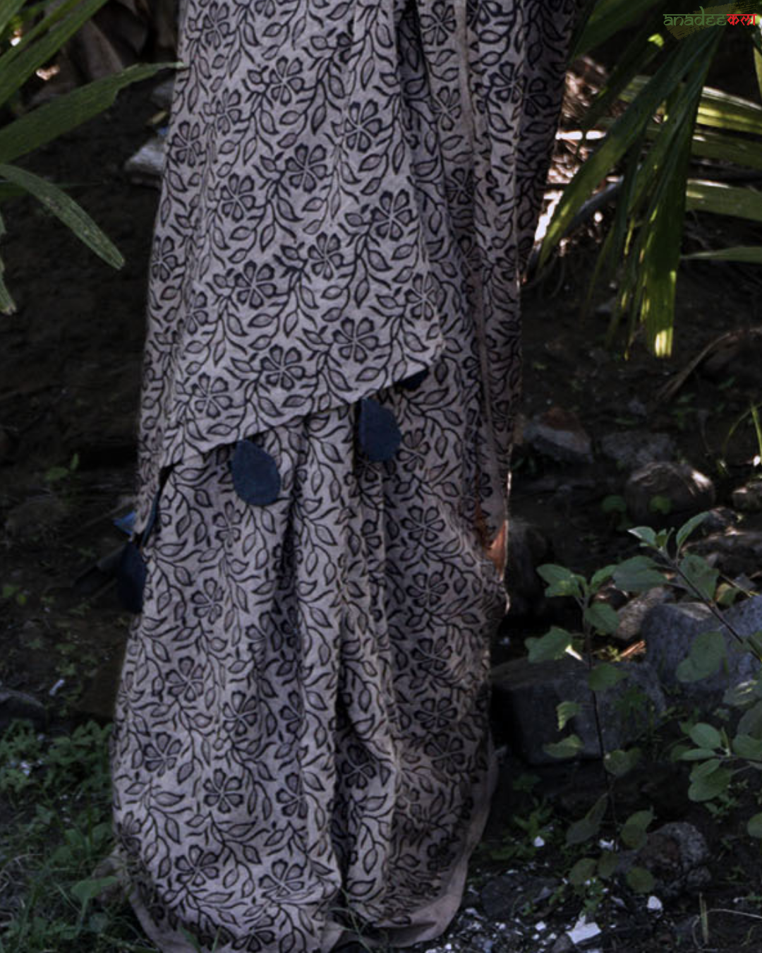 Floral Silhouettes - Ajrakh Saree