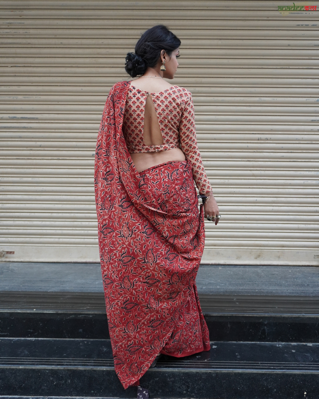 Brick Beauty - Ajrakh Saree