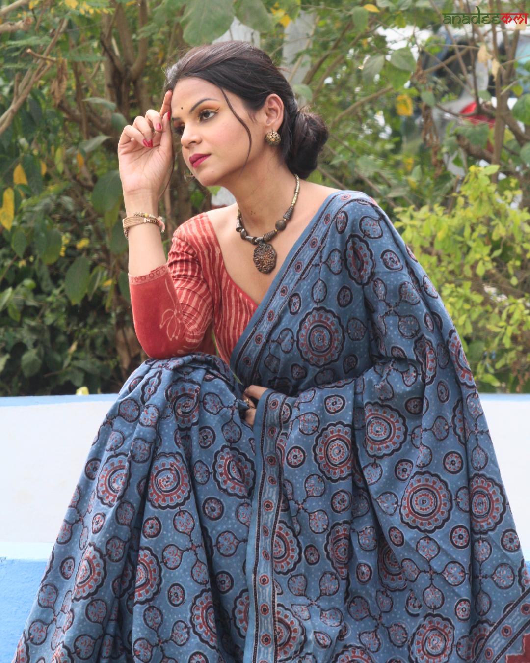 Ajrakh Galaxy Saree
