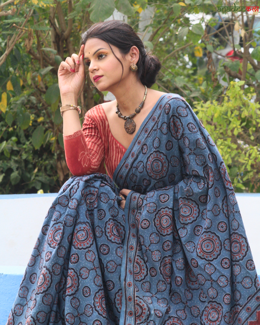 Ajrakh Galaxy Saree