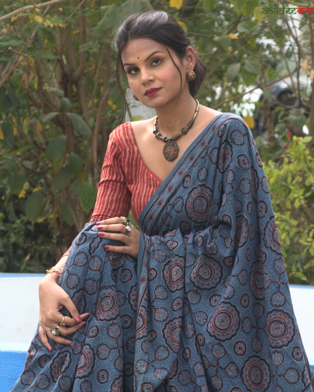Ajrakh Galaxy Saree