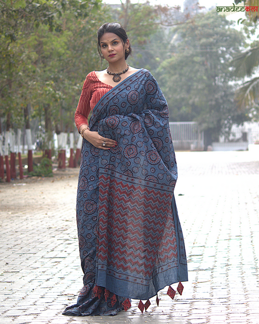 Ajrakh Galaxy Saree
