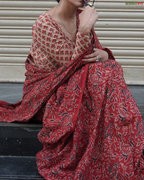 Brick Beauty - Ajrakh Saree