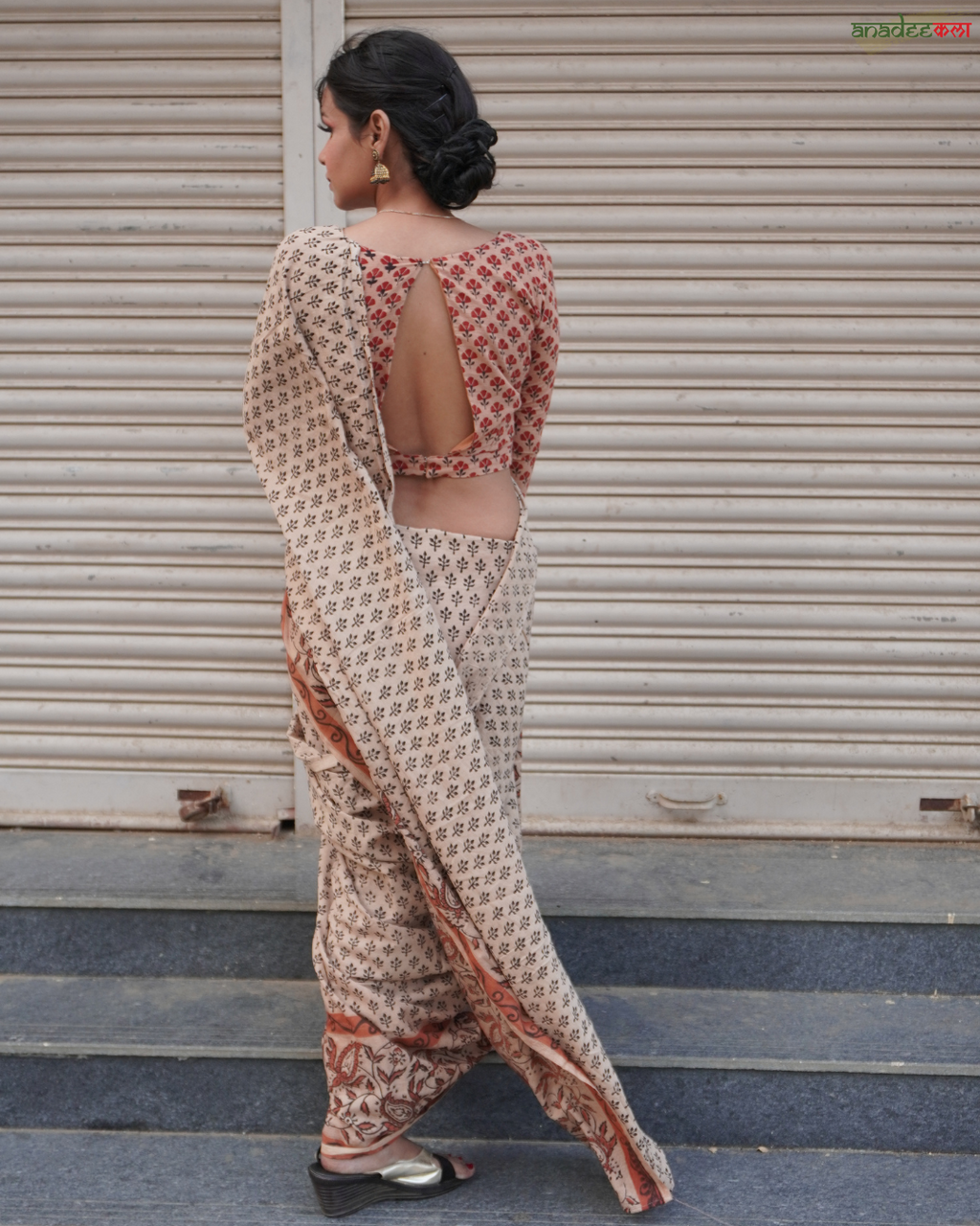 Flowers in Desert - Ajrakh Saree