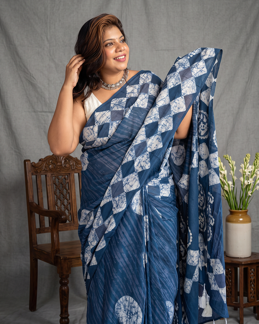 The Grey Eclipse Saree – Dark Grey Batik Cotton