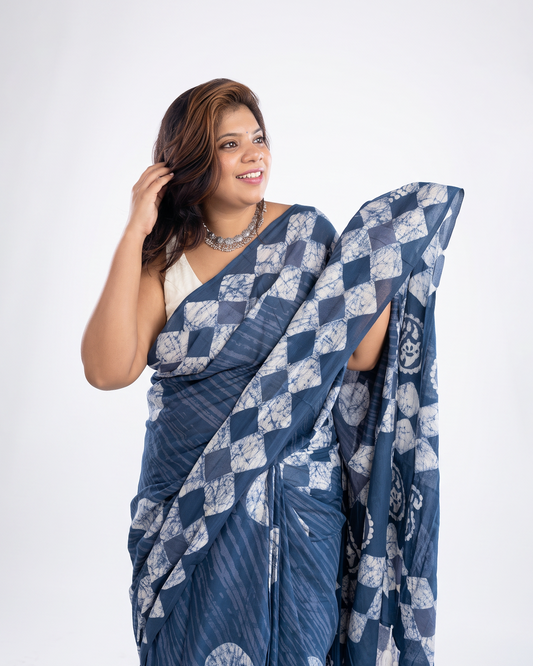 The Grey Eclipse Saree – Dark Grey Batik Cotton