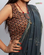 Modern Lotus Saree - Indigo Organic Charm