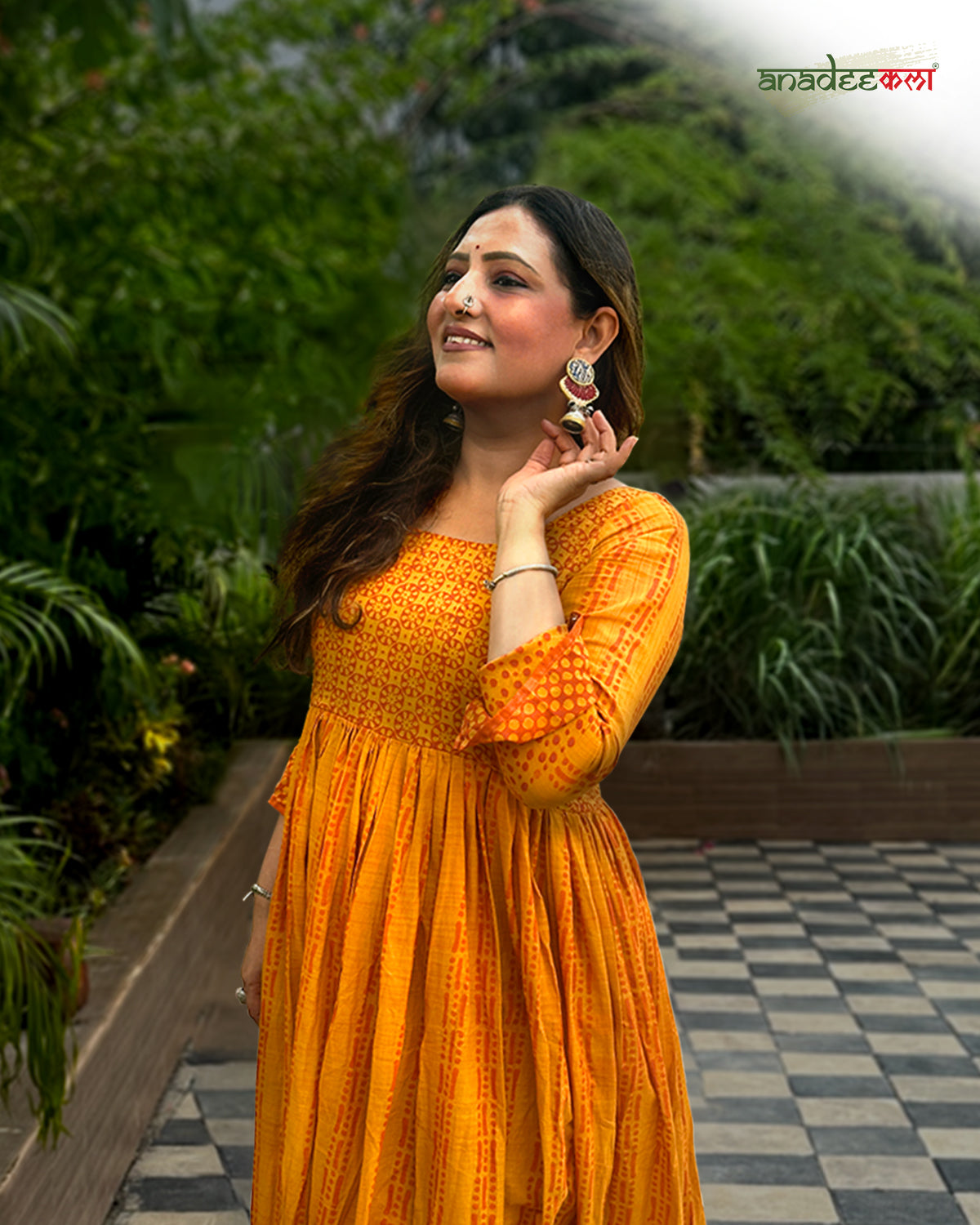 Sunlit Saffron- Flared Anarkali Dress
