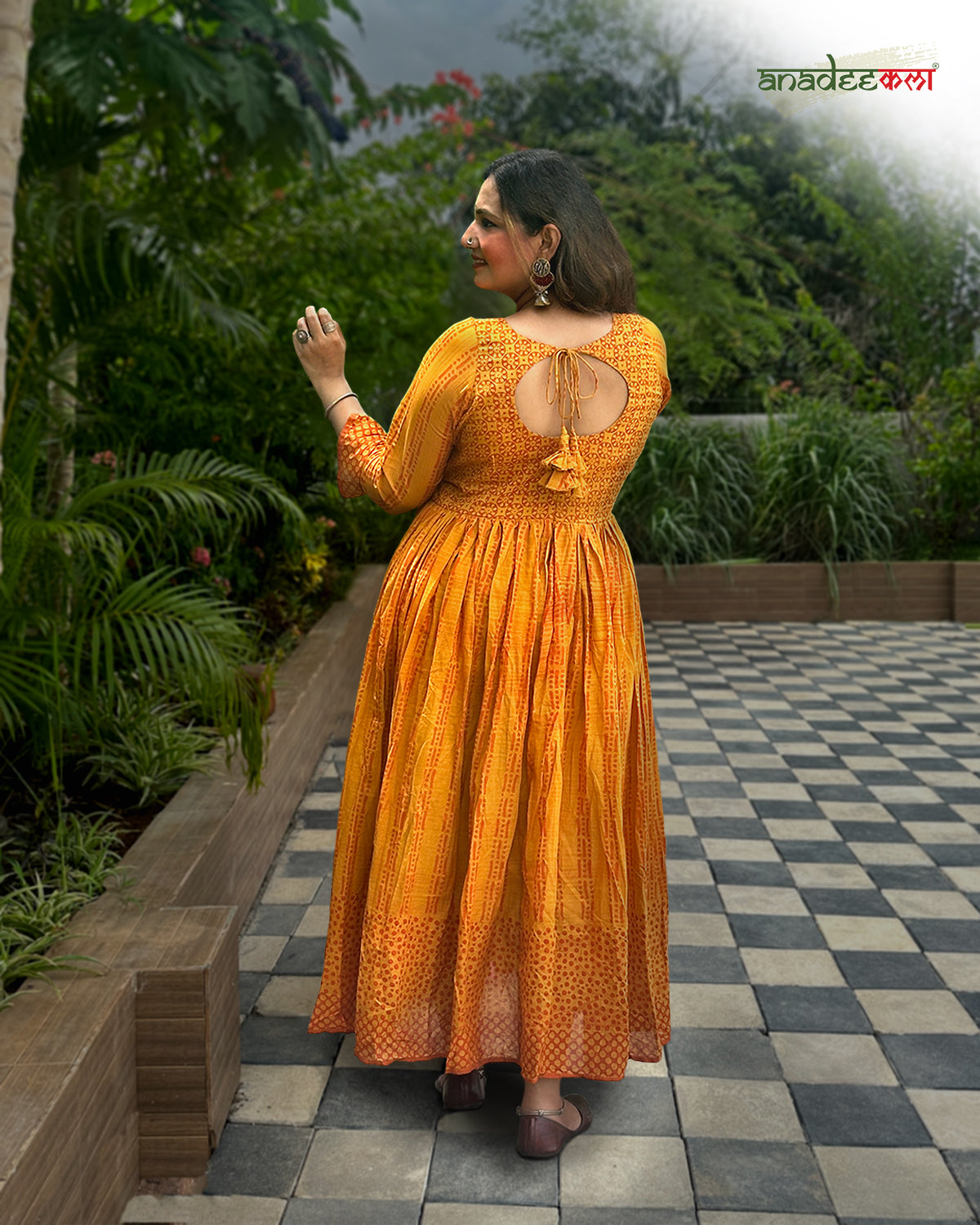 Sunlit Saffron- Flared Anarkali Dress