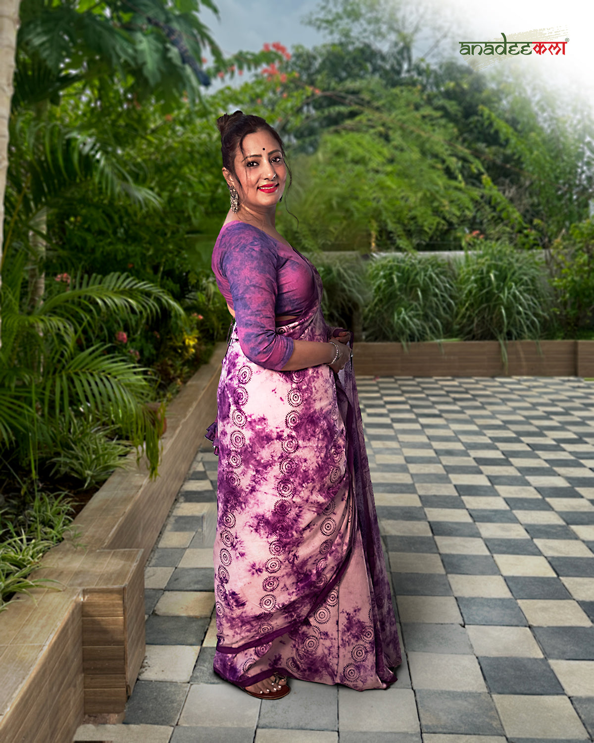 Lavender Horizons - Tie-Dye Saree