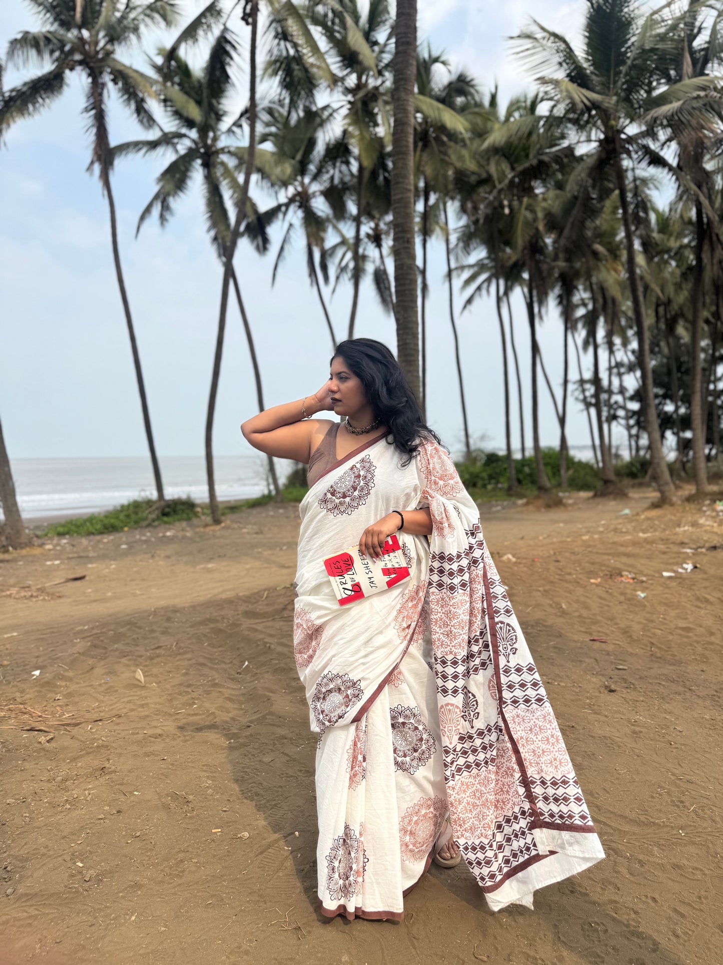 Mandala Theory – Anadeekala Off-White Pure Cotton Handblock Saree