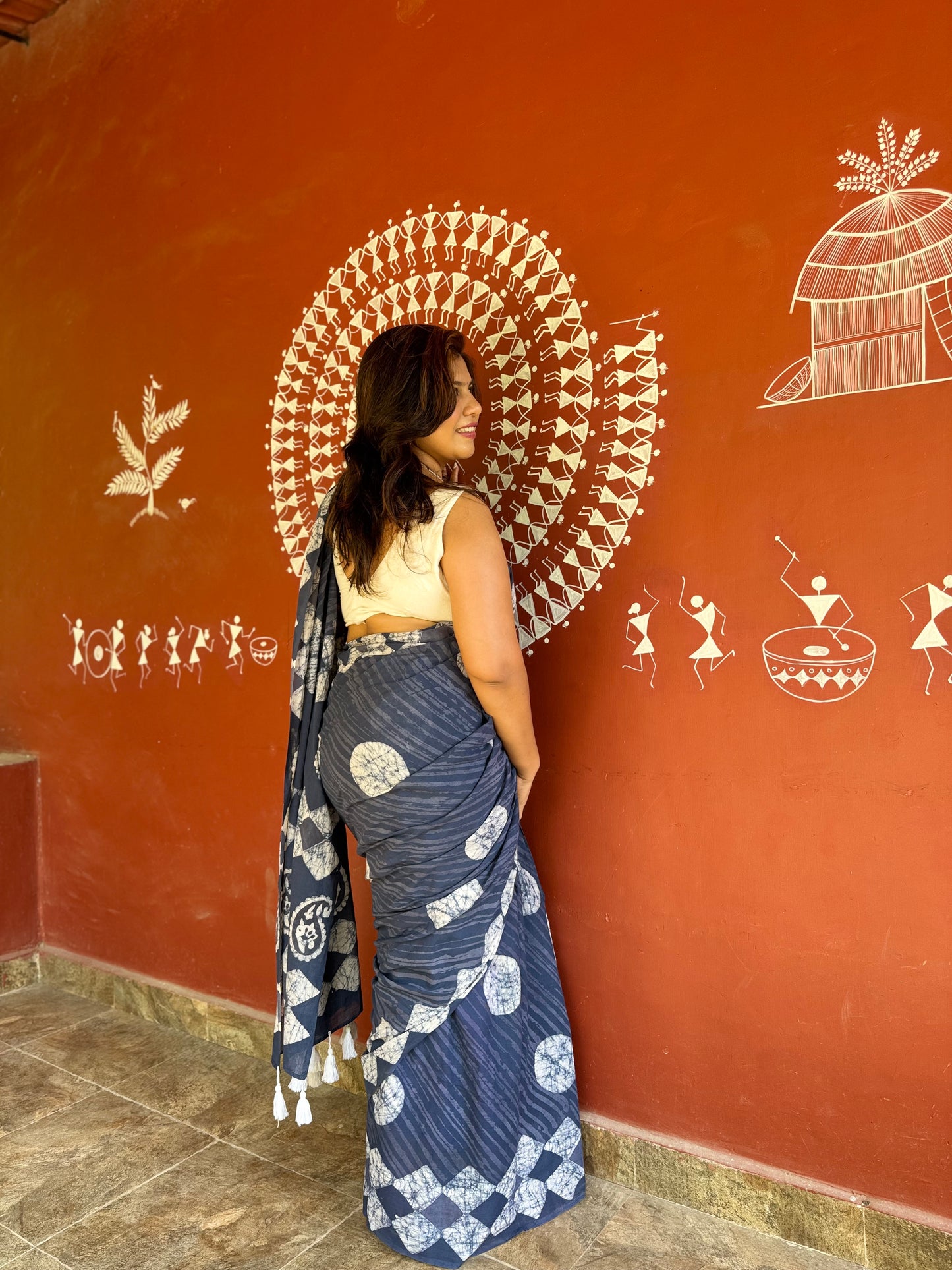 The Grey Eclipse Saree – Dark Grey Batik Cotton