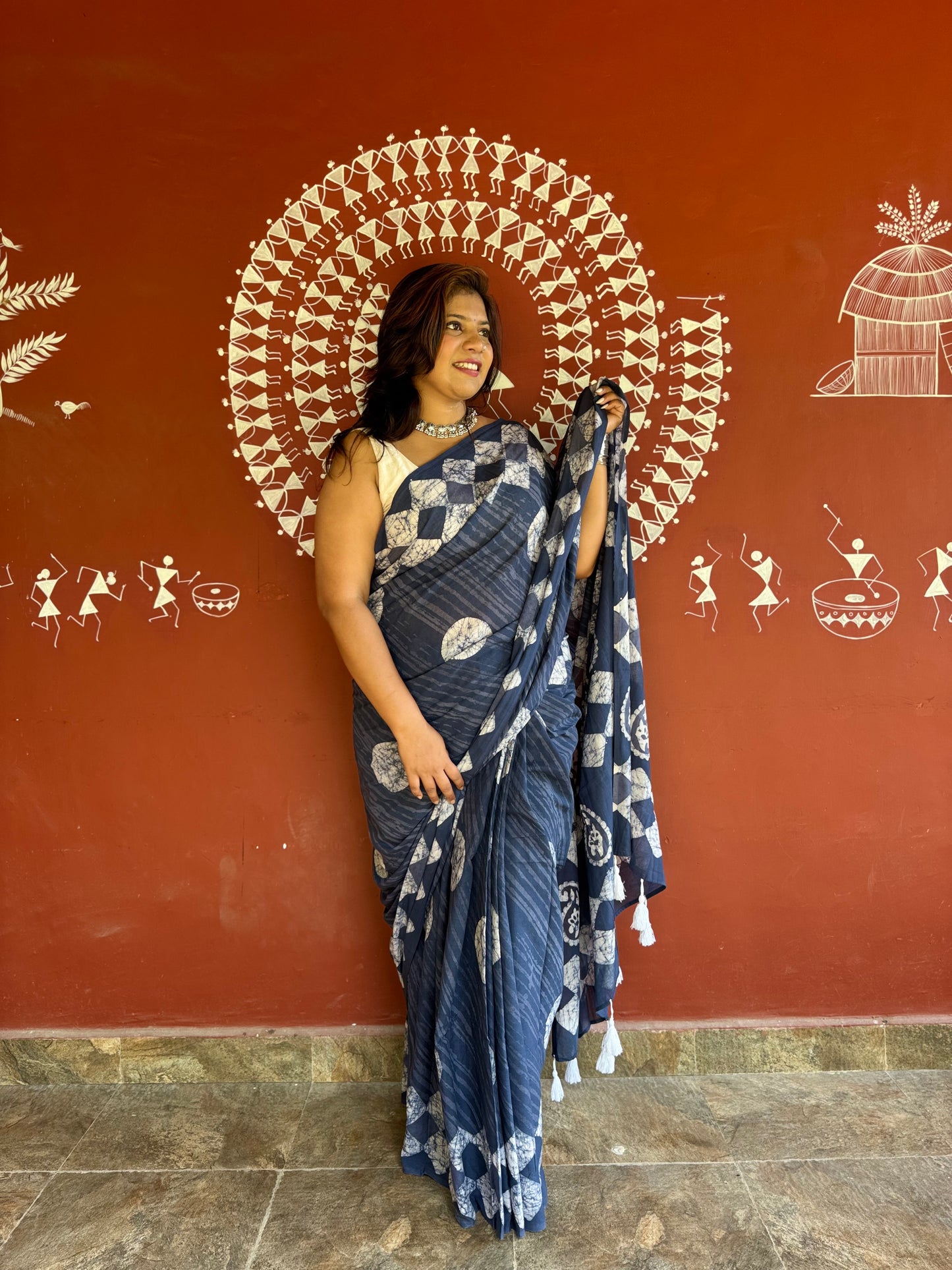 The Grey Eclipse Saree – Dark Grey Batik Cotton