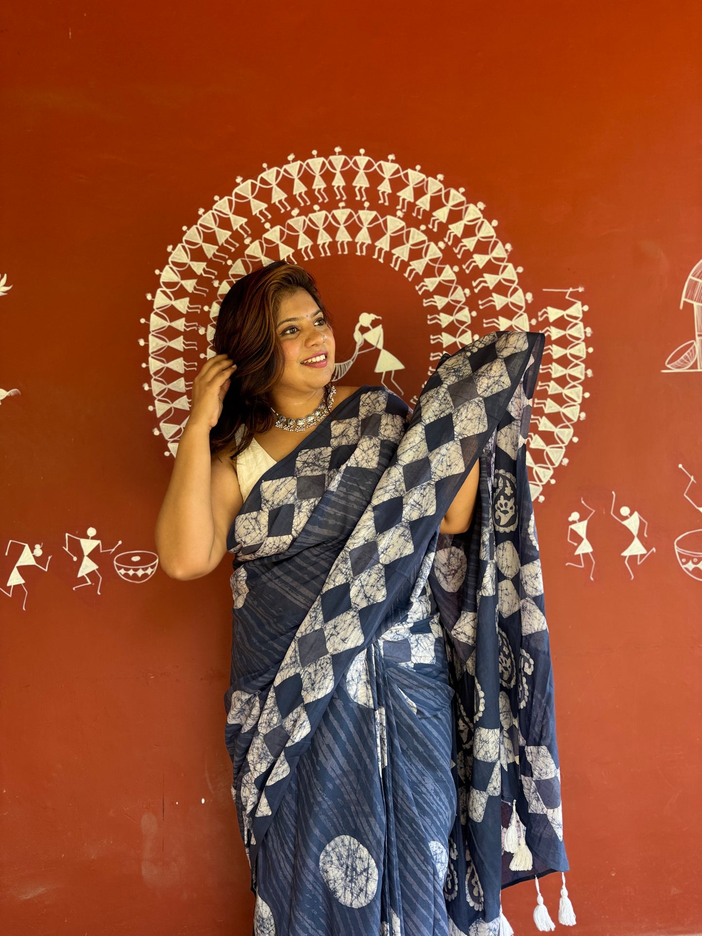 The Grey Eclipse Saree – Dark Grey Batik Cotton
