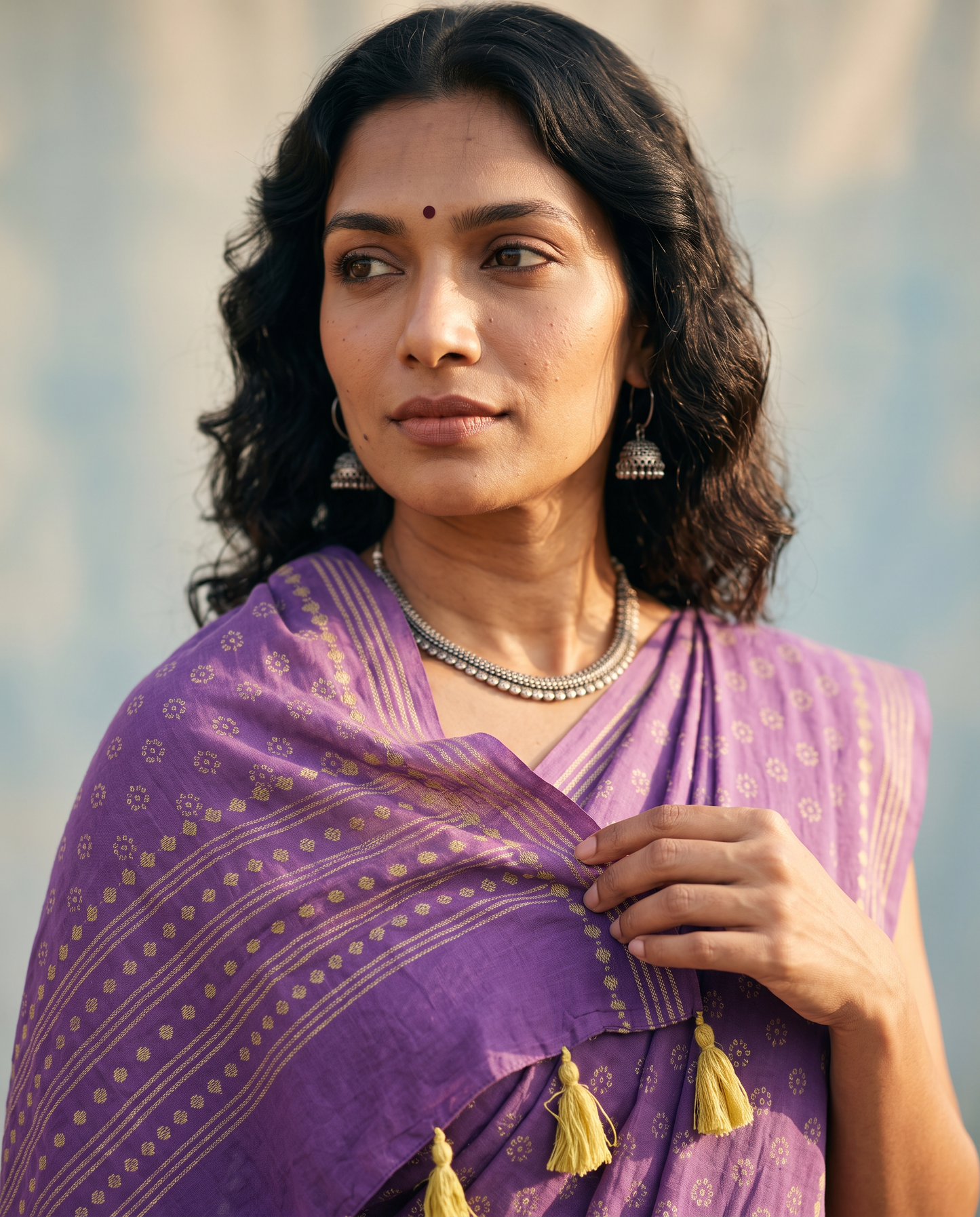 The Mulberry Bloom Saree – Purple Cotton Handblock Print